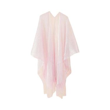 Imagem de Kimono Cardigã Feminino Solto Com Franjas Para Praia E Biquíni - Blusa