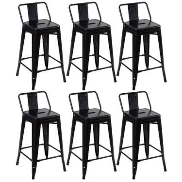 Imagem de Laraz, Kit - 6 x banquetas Iron Tolix com encosto - 61 cm - Industrial