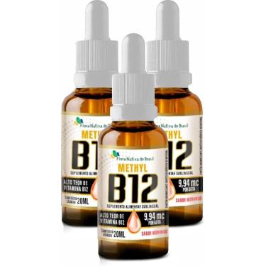 Imagem de Kit Com 3 Vitamina B12 Sublingual (Metilcobalamina) 20ml - Flora Nativa-Unissex