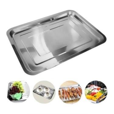 Imagem de Bandeja inox cafe retangular 40x30cm rasa travessa restauran - Yeet