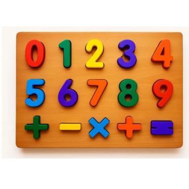 Imagem de Tabuleiro Encaixe Números Madeira Brinquedo Educativo - DM TOYS