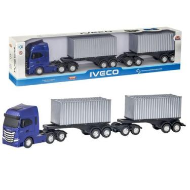Imagem de Caminhão Rodotrem 60cm Iveco S-Way Com Container - Brinquedo Infantil 