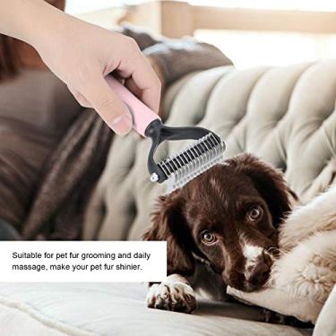 Imagem de Escova de cabelo de animal de estimação, Pente de nó de cabelo, Tratamento de cães, Escova de derramamento de cachorrinho para cães(cor de rosa, S)