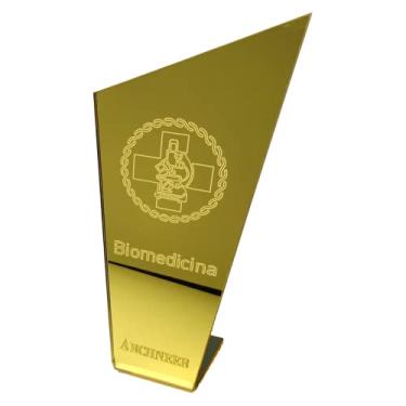 Imagem de Placa Biomedicina Escultura Estatueta Símbolo Profissão Enfeite Presente Cor: Dourado