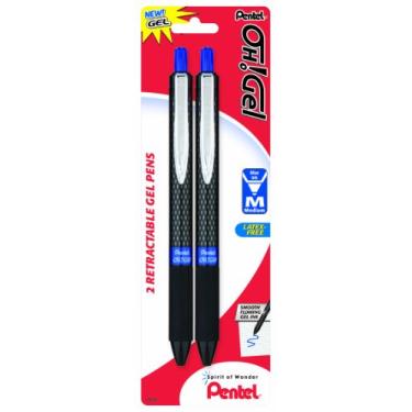 Imagem de Pentel Oh! Caneta de gel retrátil de gel, 0,7 mm, tinta azul, pacote com 2 (K497BP2C)