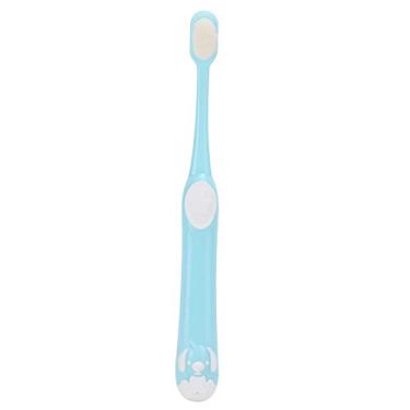 Imagem de Escova de dentes infantil, escova de dentes infantil de desenho animado, escova de dentes infantil de desenho animado escovas de dentes de bebê de silicone para bebês orais para escovas de dentes limpador de escova de dentes (azul)