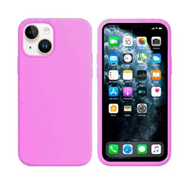 Imagem de Capinha Colorida Compatível Com iPhone 14 Vermelha ,Preta, Laranja, Amarela, Azul, Rosa, Pink, Branca, Lilás, Marrom, Verde, Roxo, Bordô, Case Slim Flexível Aveludada Com 3 Camadas De Proteção PREMIUM ONYK (Rosa Claro)