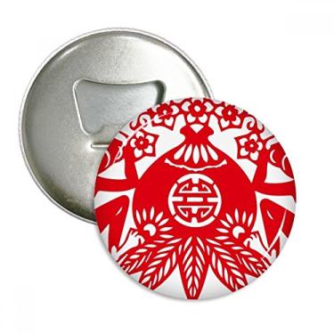 Imagem de China Zodíaco chinês macaco flores pêssego abridor de garrafas ímã de geladeira emblema multifuncional