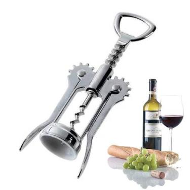 Imagem de Abridor De Garrafas Saca Rolhas Metal Inox Casa Bar Cozinha - Uny Gift