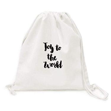 Imagem de Mochila Joy To The World citação de lona com cordão para compras viagem