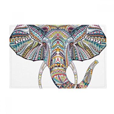 Imagem de DIYthinker Tapete de porta de banheiro com design de elefante colorido estilo mosaico antiderrapante