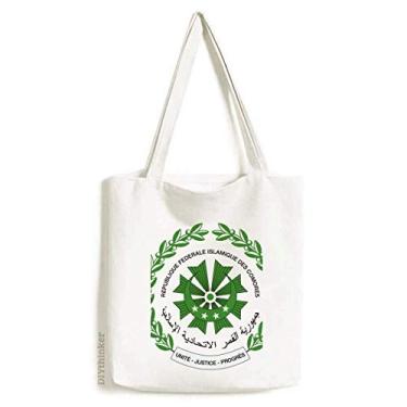 Imagem de Moroni Comoros Bolsa de lona com emblema nacional bolsa de compras casual
