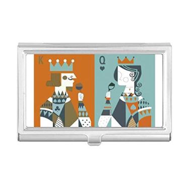 Imagem de Porta-cartão de visita com ilustração de cartas de baralho K Q