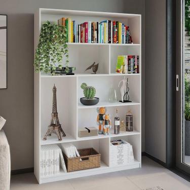 Imagem de Estante Livreiro Multiuso 5 Prateleiras 8 Nichos Seattle Yescasa Branco Perfect Wood