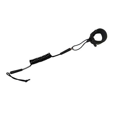 Imagem de YIJU Leash de prancha de surf, corda de pulso de prancha de surf, corda de mão em espiral, alça para shortboard, longboard, paddleboard, compatível com, PRETO