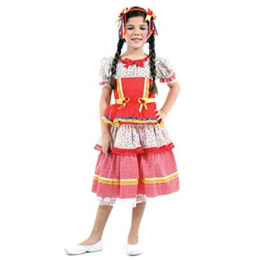 Imagem de Fantasia Caipira Chiquinha Vermelha Infantil 39196-m Sulamericana Fantasias Vermelho M 6/8