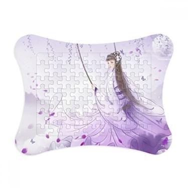 Imagem de Moldura de quebra-cabeça de aquarela estilo chinês Under Wisteria, decoração de imagem