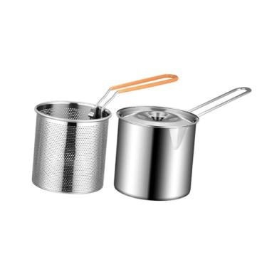 Imagem de ＫＬＫＣＭＳ Conjunto de fritadeira profunda, panela de óleo, panela de leite, cesta de fritura multiuso, fritadeira japonesa tempura para cozinha a vapor, sem escova de panela
