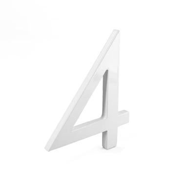 Imagem de Montague Metal Products MHN-04-F-WE1-4 Alumínio escovado sólido moderno números de casas de endereço, 10 cm, branco revestido com pó