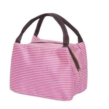 Imagem de Bolsa Térmica Lancheira, Marmita Listrada Feminina Fitness