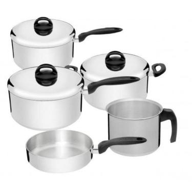 Imagem de Jogo De Panelas Nigro Alumínio Baquelite Eterna 5 Pç Polida