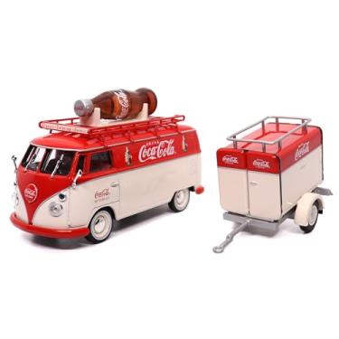 Imagem de 1960 Volkswagen T1 Kombi Van with Trailer Red and Cream Coca Cola 1/43 Diecast Model Car by Motorcity Classics"""