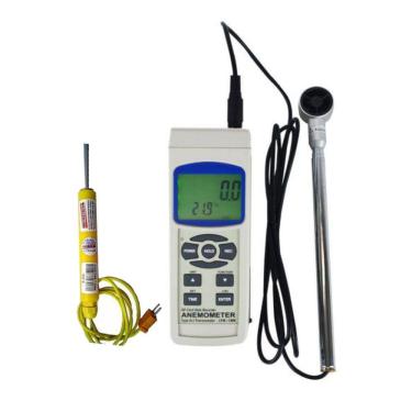 Imagem de Kit Termo Anemômetro Digital Velocidade Vazão Temperatura Datalogger Usb Tar-176 Portátil Sensor Superfície Mola S-01K