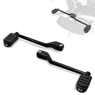 Imagem de FOVPLUE Alavanca de mudança de motocicleta, cavilhas de mudança de dedo do pé do calcanhar dianteiro e traseiro alavancas de mudança de dedo do pé com pinos de câmbio para Harley Davidson Touring Softail Road Glide Trike FLHT cavilhas de mudança de dedo do pé no calcanhar preto
