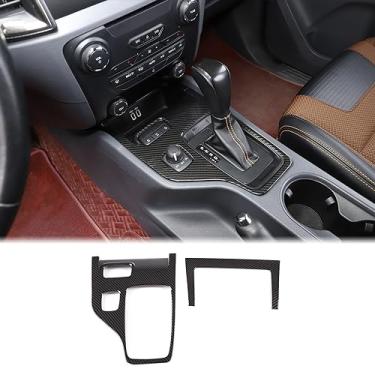 Imagem de Adesivo decorativo de painel de mudança de marchas de controle central de carro compatível com Ford Ranger 2015-2022 Aunginsy 2 peças console central câmbio de marchas moldura interior painel