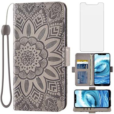 Imagem de Asuwish Capa de telefone para Nokia 5.1 Plus / X5 com protetor de tela de vidro temperado e carteira de couro floral flip capa com suporte para cartão de crédito acessórios para celular Nokia5.1 +