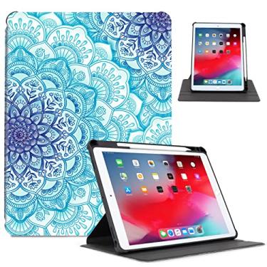 Imagem de Vimorco Capa para iPad 10.2, iPad 9ª/8ª/7ª geração, iPad 10,5 polegadas Air 3rd capa, à prova de choque, fina e leve, rotação de 360 graus com suporte de lápis, mandala verde