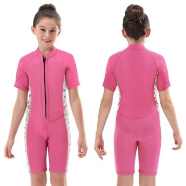 Imagem de REALON Roupa de mergulho infantil para meninas, meninos, crianças e jovens, 3 mm, neoprene, roupa de banho quente em água fria, maiô térmico, zíper nas costas, para natação, mergulho, jet ski, surfe