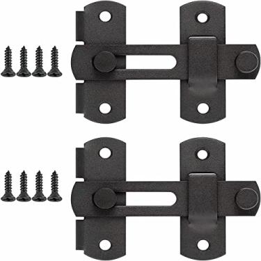 Imagem de Fechadura de porta de celeiro deslizante, 2 peças de travas de porta de aço inoxidável, trava de trava de segurança para armário de vinho, banheiro, ao ar livre, garagem, jardim, porta de armário