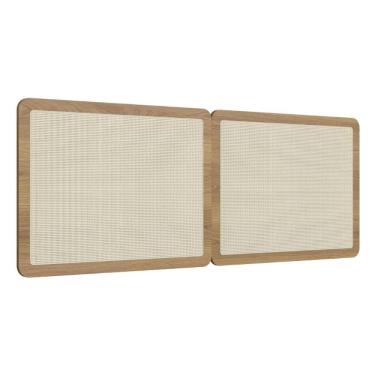 Imagem de Cabeceira Painel Casal Oslo Artesano 160 cm (largura) MDP Hanover e Tela Sintética (Palhinha) Bege