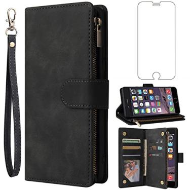 Imagem de Asuwish Compatível com iPhone 6 6s capa carteira de vidro temperado protetor de tela flip capa porta-cartão capas de celular para iPhone6 Six i6 S iPhone6s iPhine6s iPhone 6s i Phone6s Phone6s Phone6