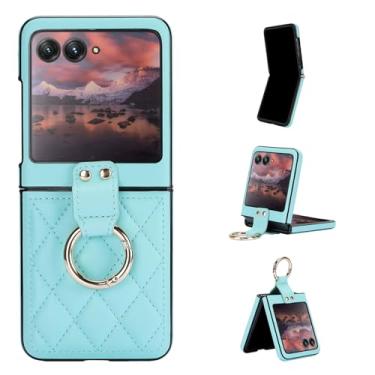 Imagem de Asuwish Capa de telefone para Motorola Razr 40 Ultra/Moto Razr Plus 2023 capa com anel fino à prova de choque couro PU robusto acessórios para celular Razr+ + 5G XT2321-3 mulheres meninas azul