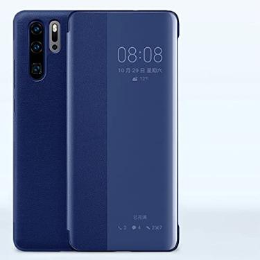 Imagem de Moda de luxo Capa original Smart View Window Flip para Huawei P40 P30 P20 P10 Plus Mate 9 10 20 30 Capa de couro Pro Lite Honor 8X 10 10i, azul, para Honor 8X