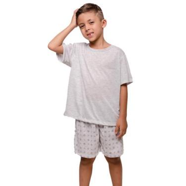 Imagem de Pijama Diones Com Shorts Estampado e Conforto Infantil, Cinza, 6