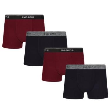 Imagem de 4 Cuecas Infantil Boxer Box De Algodão Para Meninos  - Selene, Preto, 