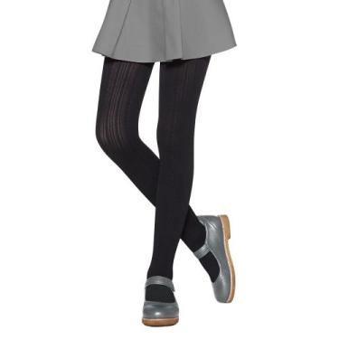 Imagem de Meia Calça Feminina Fio 70 Detalhes Em Tricô Para Meninas Loba Lobinha
