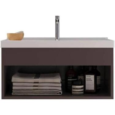 Imagem de Gabinete Banheiro Cuba E Nicho Suspenso Gianduba Beta - Cerrocha