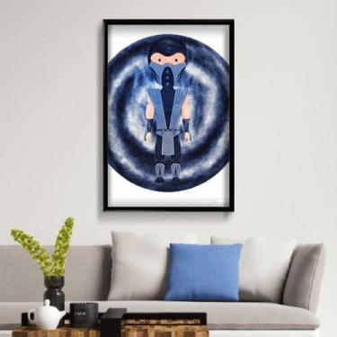 Imagem de Quadro Decorativo Ninja Azul 50x70 cm Placa Decorativa em MDF para Dec