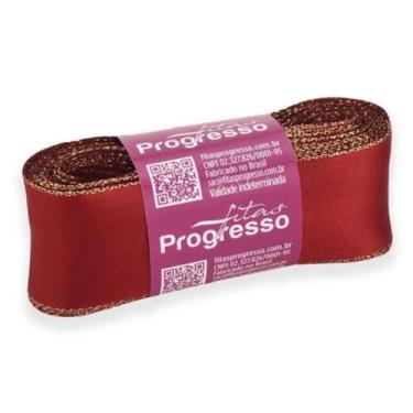 Imagem de Fita de Cetim Ourela Dourada 38 mm Cor 209 VERMELHO 10 Mts Fitas Progr