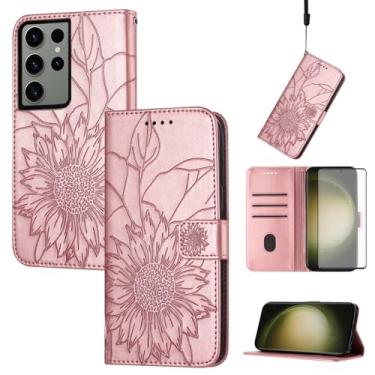 Imagem de Asuwish Capa de telefone para Samsung Galaxy S23 Ultra 5G com protetor de tela e padrão floral, capa carteira de couro com suporte para cartão, acessórios para celular S23Ultra 23S S 23 23Ultra 17.3