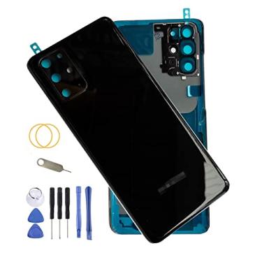 Imagem de Capa traseira de substituição para Samsung Galaxy s20 Plus + Plus de 16,7 cm com lente de vidro da câmera e fita de moldura (preto)