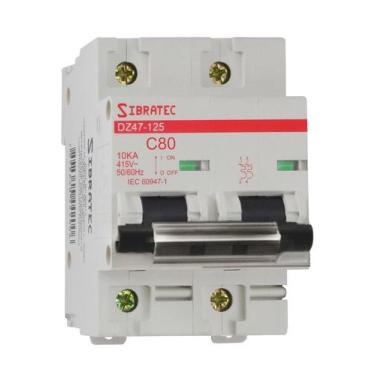 Imagem de Kit 03 disjuntor bipolar din (mini) bifásico 80a - SIBRATEC