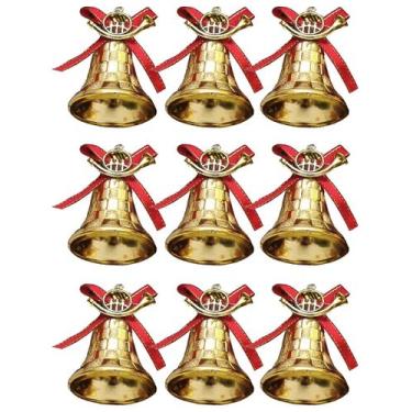 Imagem de 9 Mini Sinos para Decoração de Árvore de Natal - Fitas e Festas, Ouro