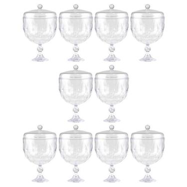 Imagem de Kit taça acrílica diamante transp c/ tampa c/ 10 - blue star