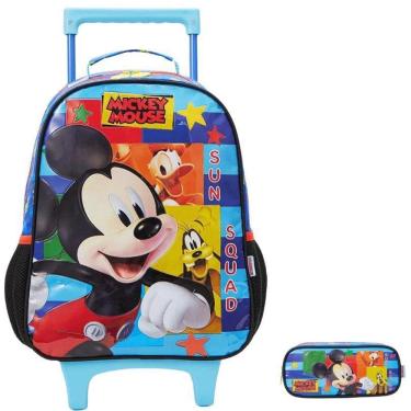 Imagem de Kit Mochila Escolar Mickey Disney Rodinha Tam G Com Estojo