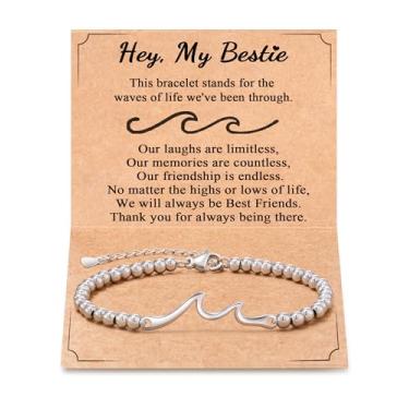 Imagem de Tarsus Presente para amigas, The Waves of Life We've Through Together, ideia de presentes de amizade para mulheres, pulseira de onda para melhor amiga, melhor amiga, alma, irmã, Natal, Dia dos